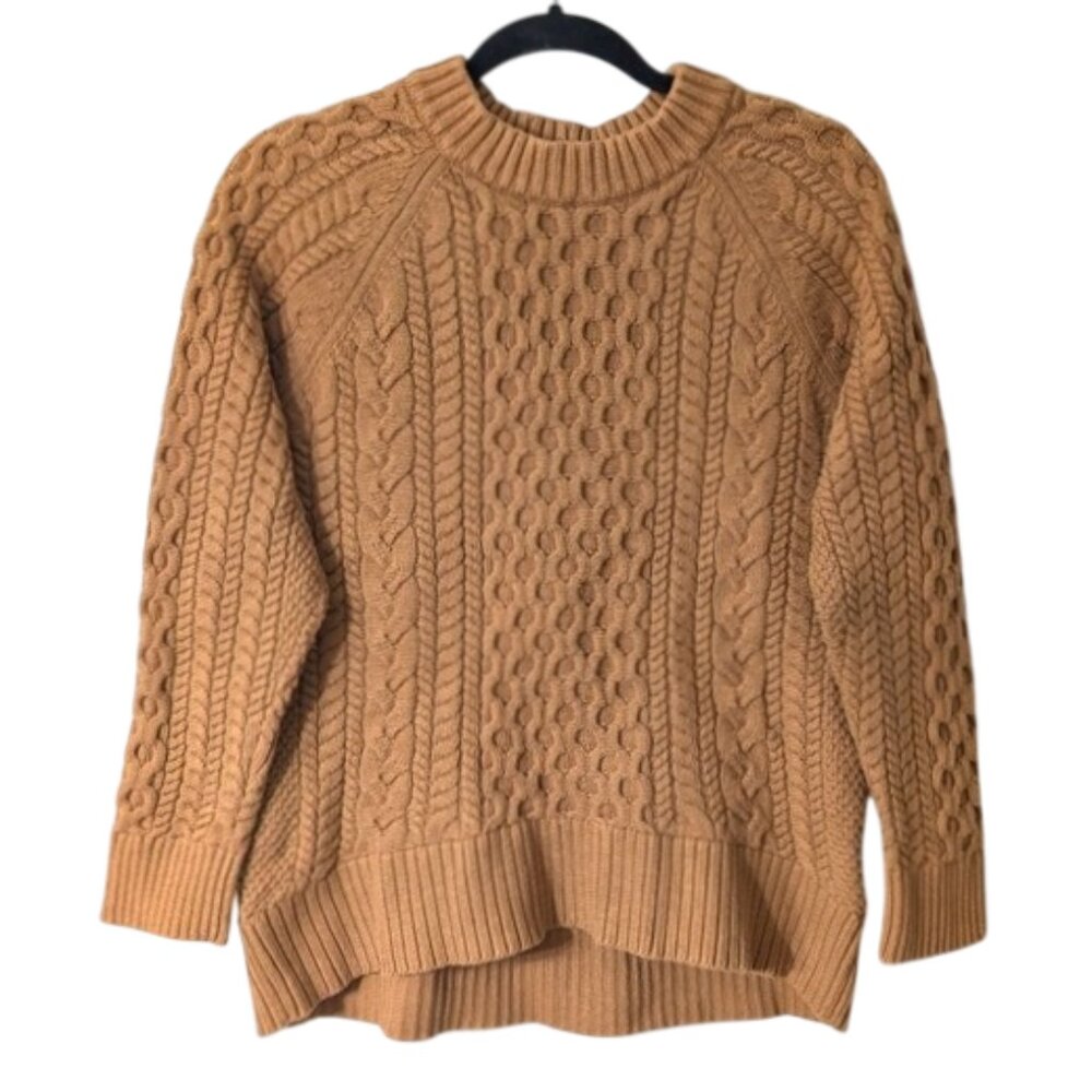 J. Crew Camel Cable Knit Sweater Size M
